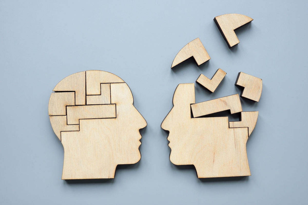 A head assembled from puzzles and disassembled as a symbol of mentoring and psychotherapy. Veteran Treatment Court Mentors