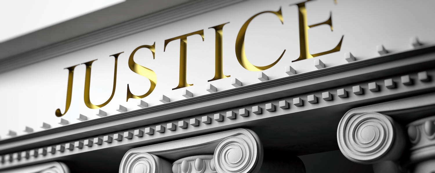 Justice building facade. Marble pillars building detail. 3d illustration Judicial Independence