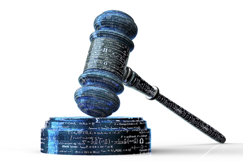 legal computer judge concept, cyber gavel,3D illustration
